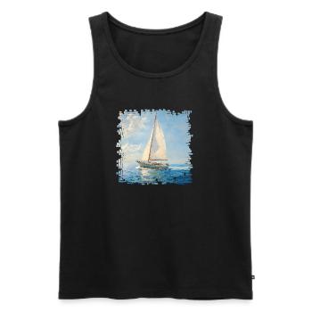 Sailboat in Sea Wind Painting - Men's Premium Organic Tank Top - black - Front - AI Model Male 178 light (178cm)
