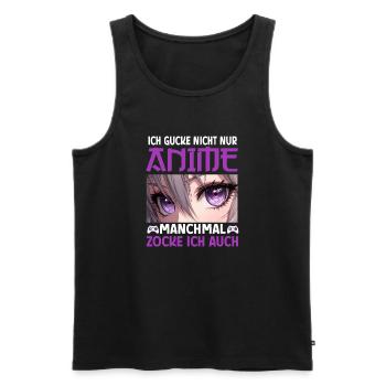 I don't just watch anime, sometimes I also play - Men's Premium Organic Tank Top - black - Front - Michal (187cm)