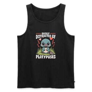 Esthétique amusante Kawaii Platypus - Débardeur bio Premium Homme - noir - Devant - Michal (187cm)