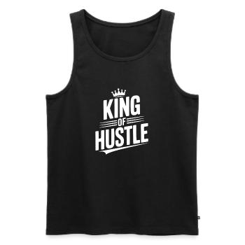 King of Hustle - Men's Premium Organic Tank Top - black - Front - AI Model Male 178 light (178cm)
