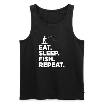 Eat Sleep Fish Repeat Angler Saying Hobby - Men's Premium Organic Tank Top - black - Front - AI Model Male 178 light (178cm)