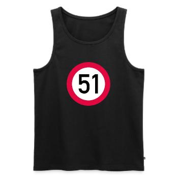 51. Geburtstag Achtung! Verkehrsschild 51 Km/h - Männer Premium Bio Tank Top - Schwarz - Vorne - AI Model Male 178 light (178cm)