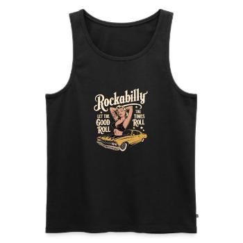 Rockabilly Let The Good Times Roll Retro - Men's Premium Organic Tank Top - black - Front - AI Model Male 178 light (178cm)