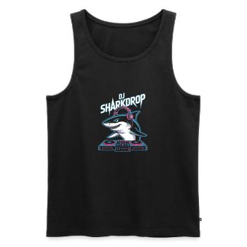 DJ SHARKDROP Shark DJ Booth Rave Vibes - Débardeur bio Premium Homme - noir - Devant - AI Model Male 178 light (178cm)