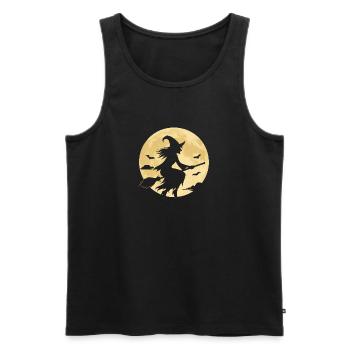 Sorcière au clair de lune sur balai - Débardeur bio Premium Homme - noir - Devant - Michal (187cm)