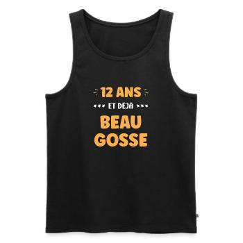 Handsome 12 year old - Men's Premium Organic Tank Top - black - Front - AI Model Male 178 light (178cm)
