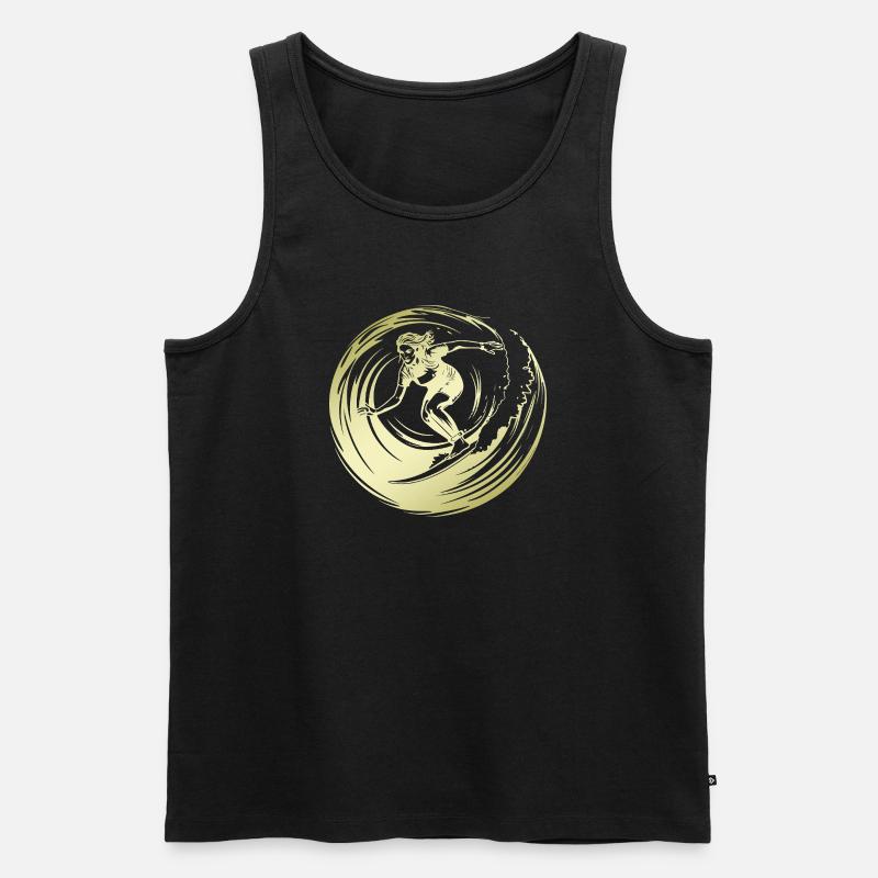 Surfer Silhouette Surfing - Männer Premium Bio Tank Top - Schwarz