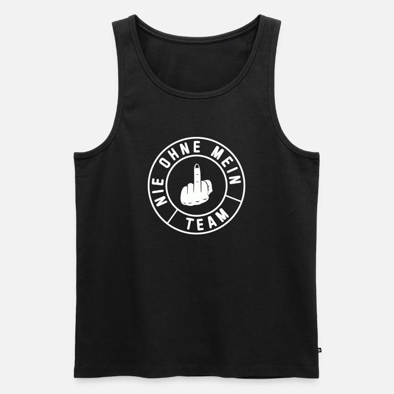 Mein Team Mittelfinger Emblem - Männer Premium Bio Tank Top - Schwarz