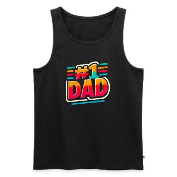 Nummer Eins Papa Regenbogengrafik, Väter - Männer Premium Bio Tank Top - Schwarz - Vorne - Michal (187cm)