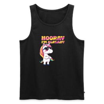 Unicorn - Hooray I am already - Men's Premium Organic Tank Top - black - Front - AI Model Male 178 light (178cm)