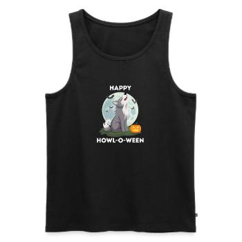 Funny Halloween – Howl-o-ween Wolf - Men's Premium Organic Tank Top - black - Front - AI Model Male 178 light (178cm)