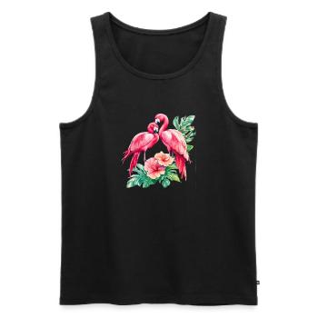 Flamingo Love Duet in the Tropical Forest - Men's Premium Organic Tank Top - black - Front - AI Model Male 178 light (178cm)