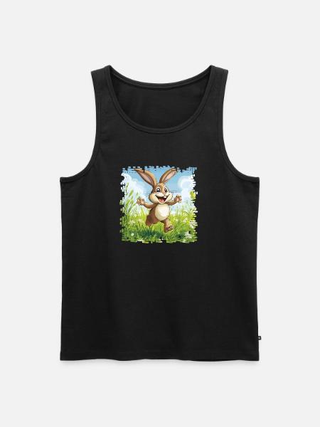 Cheerful bunny in spring meadow - Men's Premium Organic Tank Top - black