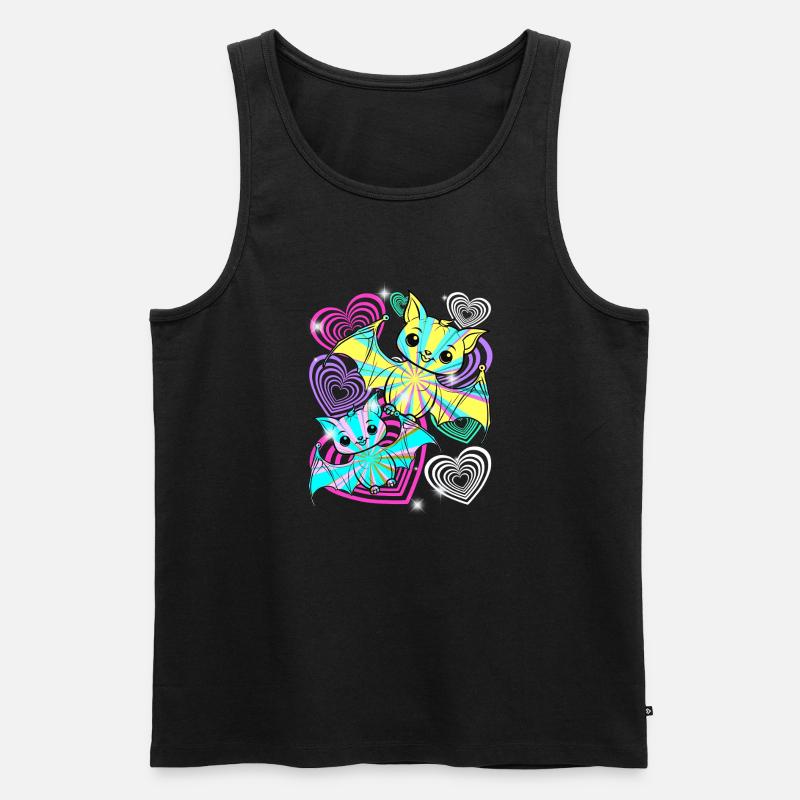 Retro Fledermäuse Halloween Kinder - Männer Premium Bio Tank Top - Schwarz