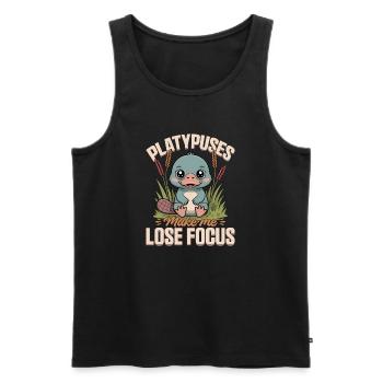 Esthétique amusante Kawaii Platypus - Débardeur bio Premium Homme - noir - Devant - Michal (187cm)