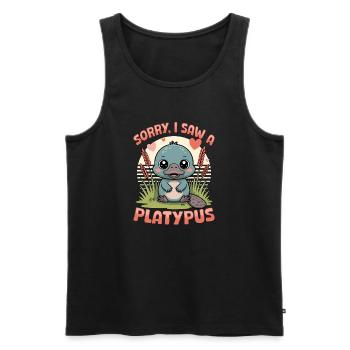 Esthétique amusante Kawaii Platypus - Débardeur bio Premium Homme - noir - Devant - Michal (187cm)