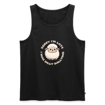 Sorry I'm Late I Was Dilly Dallying Cute Lamb - Men's Premium Organic Tank Top - black - Front - Michal (187cm)