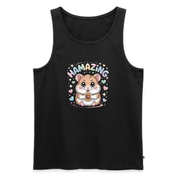 Hamazing Kawaii Hamster Seed Hearts - Men's Premium Organic Tank Top - black - Front - AI Model Male 178 light (178cm)