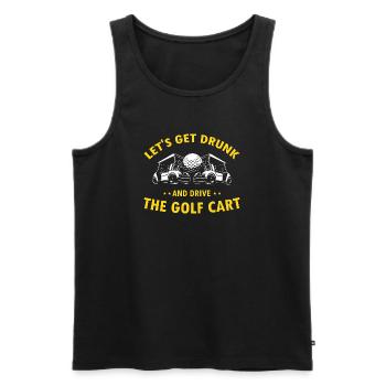 Lâchez-vous sur le parcours Conduire Cart Fun Golf - Débardeur bio Premium Homme - noir - Devant - AI Model Male 178 light (178cm)