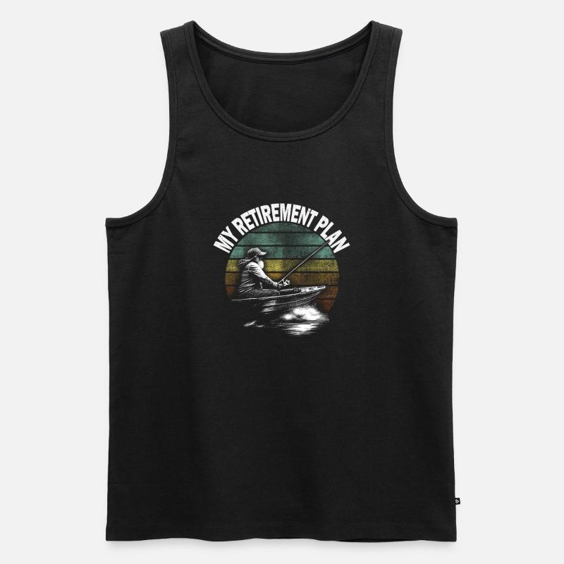 Mein Ruhestand Plan: Angler im Boot - Männer Premium Bio Tank Top - Schwarz