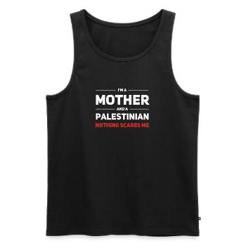 Mère et Palestinien - Rien ne me fait peur - Débardeur bio Premium Homme - noir - Devant - AI Model Male 178 light (178cm)