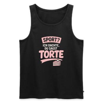 Sport? Je croyais que tu avais dit gâteau | Gâteau drôle - Débardeur bio Premium Homme - noir - Devant - Michal (187cm)