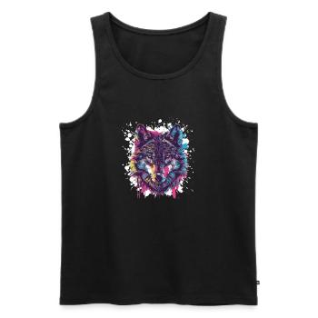 Wolf Animal Splash of Color - Men's Premium Organic Tank Top - black - Front - AI Model Male 178 light (178cm)