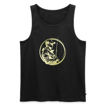 Fishing Silhouette Fischer - Männer Premium Bio Tank Top - Schwarz - Vorne - Michal (187cm)