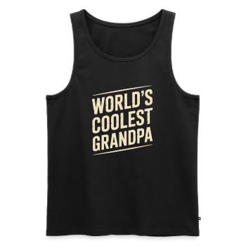 Worlds Coolest Grandpa Opa Spruch Vintage - Männer Premium Bio Tank Top - Schwarz - Vorne - Michal (187cm)