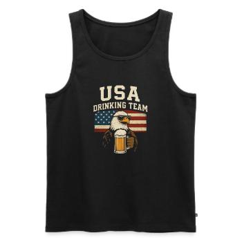 USA Drinker Team - Men's Premium Organic Tank Top - black - Front - Michal (187cm)