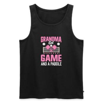 Pickleball Grand-mère Parents Jeu de Pagaie Cadeau - Débardeur bio Premium Homme - noir - Devant - Michal (187cm)