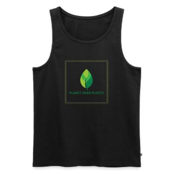 La planète plutôt que le plastique - Débardeur bio Premium Homme - noir - Devant - Michal (187cm)