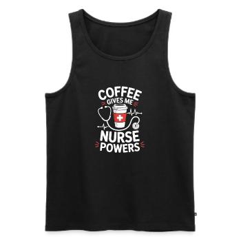 Coffee Gives Me Nurse Powers - Men's Premium Organic Tank Top - black - Front - Michal (187cm)