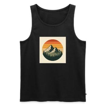 Sunset Summit Retro Circle - Men's Premium Organic Tank Top - black - Front - AI Model Male 178 light (178cm)