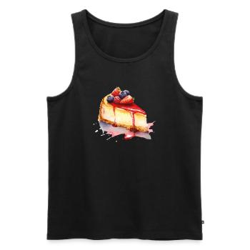 Cheesecake Watercolor Fruit Graphic - Men's Premium Organic Tank Top - black - Front - AI Model Male 178 light (178cm)