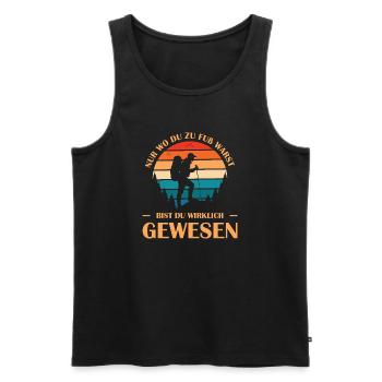 Wandern Sprüche Wanderer Wanderoutfits - Männer Premium Bio Tank Top - Schwarz - Vorne - Michal (187cm)