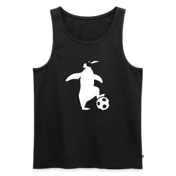 Minimalistischer Pinguin Fußballspieler Team Sport - Männer Premium Bio Tank Top - Schwarz - Vorne - Michal (187cm)