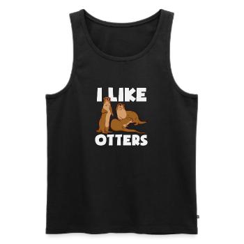 Seeotter Cartoon Ich Mag - Männer Premium Bio Tank Top - Schwarz - Vorne - Michal (187cm)