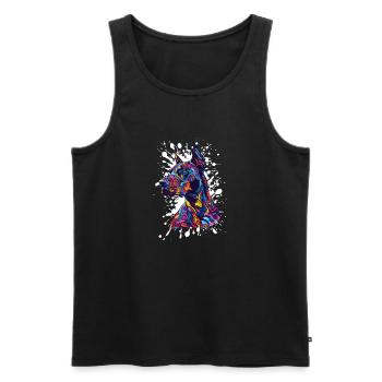 Tête de chien colorée Pop Art - Débardeur bio Premium Homme - noir - Devant - Michal (187cm)