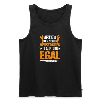 Schon verstanden Egal Grunge Typo - Männer Premium Bio Tank Top - Schwarz - Vorne - AI Model Male 178 light (178cm)