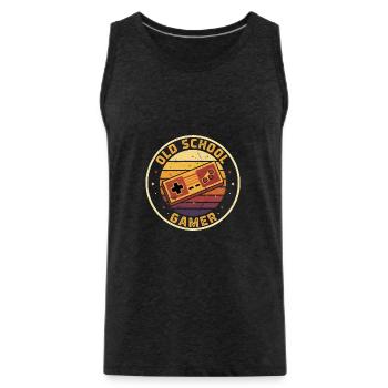 Old School Gamer Sunset Controller Retro Zocker - Männer Premium Bio Tank Top - Anthrazit - Vorne - Alexander (188cm)