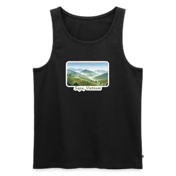 Sapa Terraces Vietnam - Men's Premium Organic Tank Top - black - Front - AI Model Male 178 light (178cm)