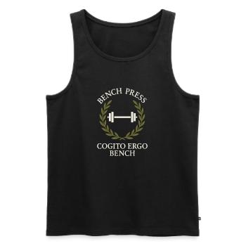Drôle de développé couché Meme Spot Me Bro Powerlifting - Débardeur bio Premium Homme - noir - Devant - AI Model Male 178 light (178cm)