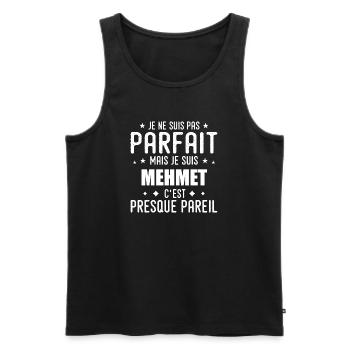 Mehmet: authentisch, unvollkommen, oberflächlich, perfekt - Männer Premium Bio Tank Top - Schwarz - Vorne - Michal (187cm)