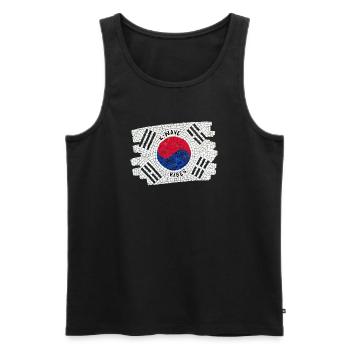 K-Wave Vibes Korea Flag Mosaic Design - Men's Premium Organic Tank Top - black - Front - AI Model Male 178 light (178cm)