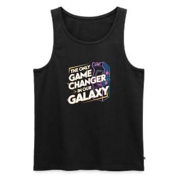 Le seul changeur de jeu dans notre arcade rétro Galaxy - Débardeur bio Premium Homme - noir - Devant - AI Model Male 178 light (178cm)