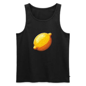Leuchtend gelbe Pop-Art-Zitrone - Männer Premium Bio Tank Top - Schwarz - Vorne - AI Model Male 178 light (178cm)