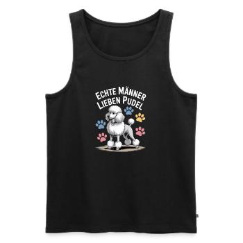  Echte Männer Lieben Pudel Lustiger Hund Spruch - Männer Premium Bio Tank Top - Schwarz - Vorne - AI Model Male 178 light (178cm)
