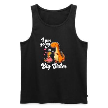 Werde eine große Schwester Dino - Männer Premium Bio Tank Top - Schwarz - Vorne - AI Model Male 178 light (178cm)