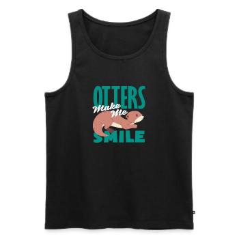 Sea Otter Cartoon Make Me Smile - Men's Premium Organic Tank Top - black - Front - AI Model Male 178 light (178cm)